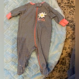 newborn black and white striped footie